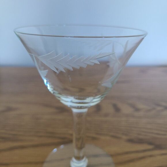 McBride Glass MCB17 Mid-Century Cut Glass Etched Champagne Sherbet Glass Wheat - Picture 11 of 15
